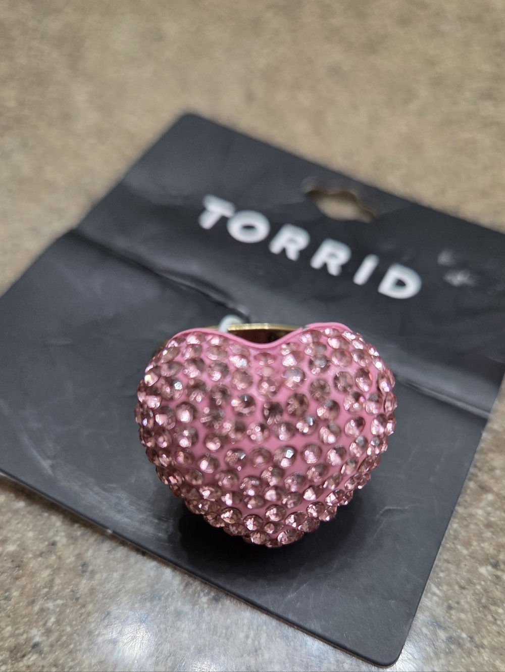 TORRID PINK PAVE HEART STATEMENT RING 11 - Picture 2 of 2